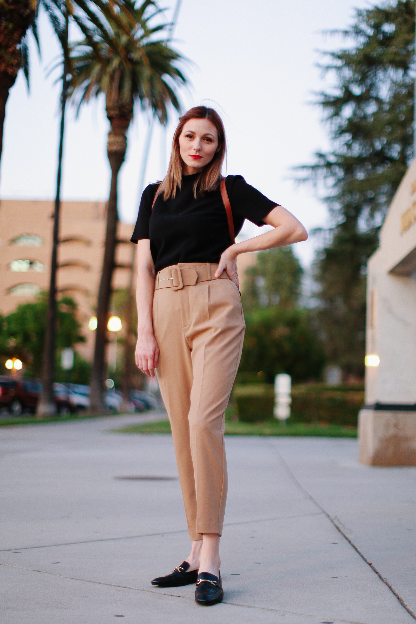 army green paperbag pants